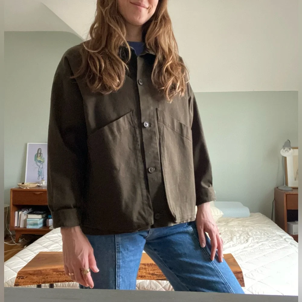7115 by szeki Signature Panel Pockets Shirt Jacket - Cotton Edition - Deep Olive - Picture 1 of 12